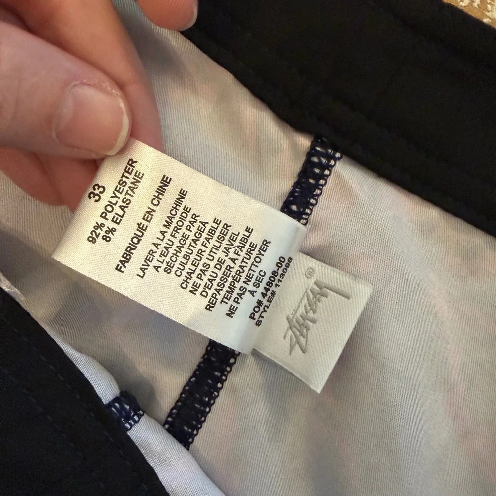 Stussy‎ Wild Palm Trunk Board Shorts Men 33 Med Navy Blue Red Swim Trunks NWOT